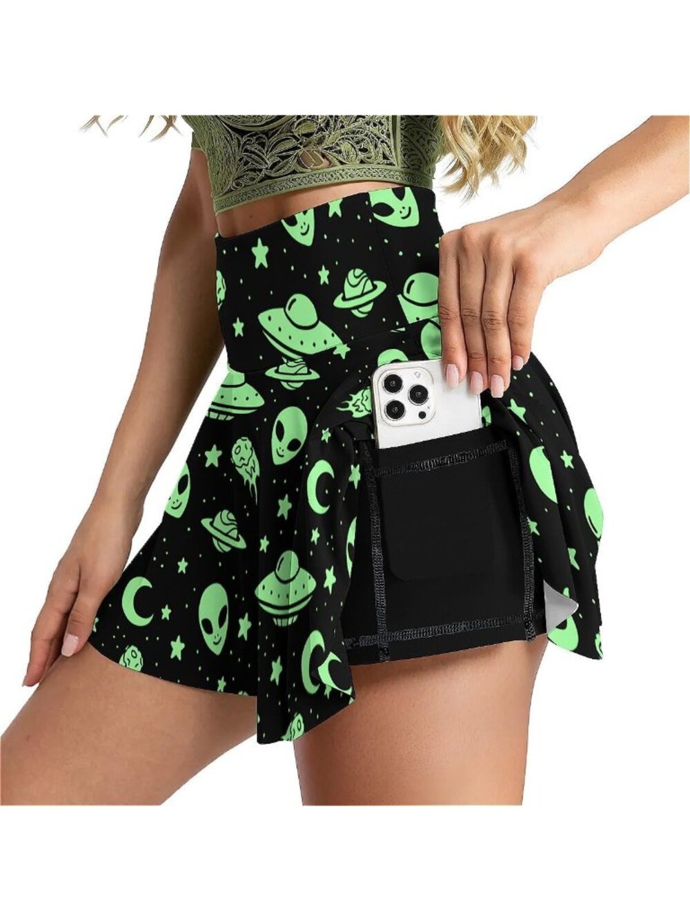 High Waisted Tennis Skirt with Pockets & Inner Shorts - Athletic Golf Skorts for